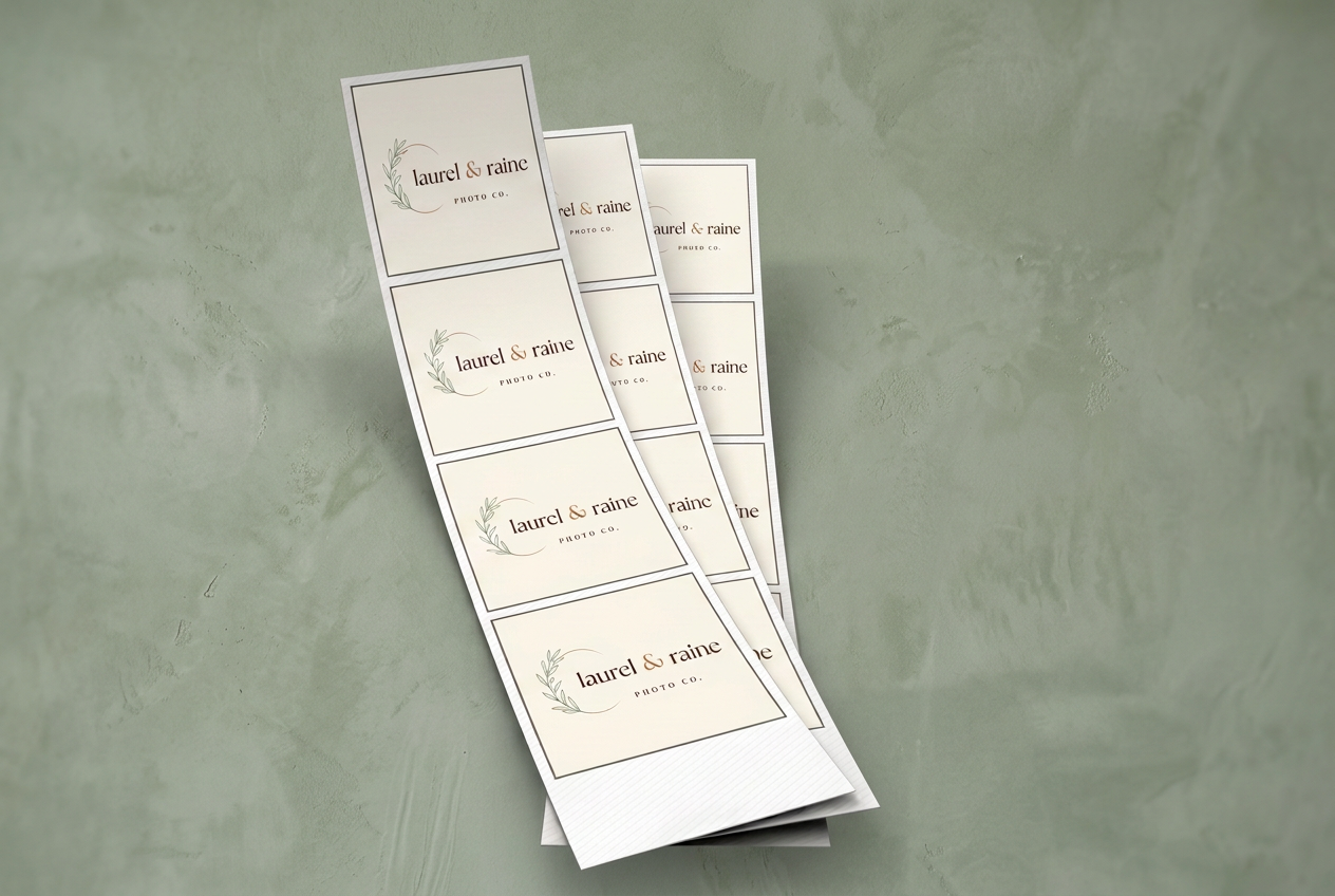Photo strips with laurel and raine photo co. logo in the frames